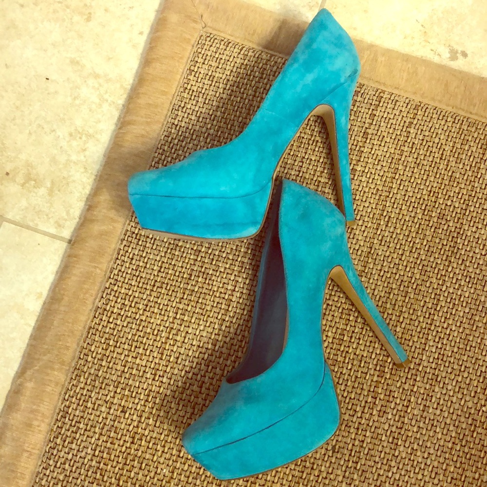Blue suede shoes. (Aqua in color). Gently used!